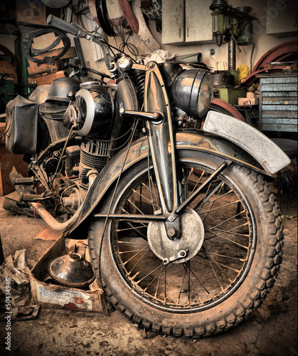 Naklejka motor stary motocykl rdza parowy