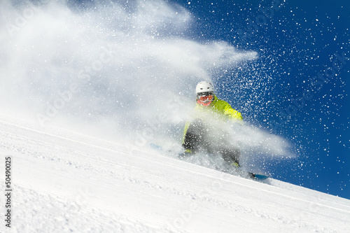 Naklejka snowboarder sporty ekstremalne chłopiec narty góra