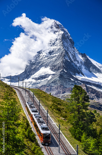Plakat szwajcaria silnik alpy transport pejzaż