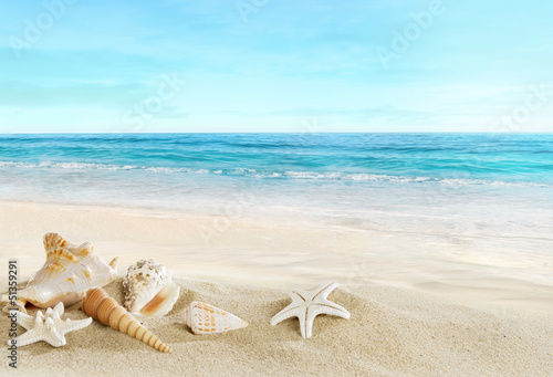 Plakat wybrzeże plaża raj pejzaż