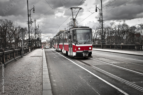 Naklejka ulica transport tramwaj rejs czechy