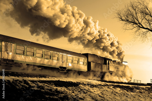 Fototapeta lokomotywa retro stary pejzaż transport