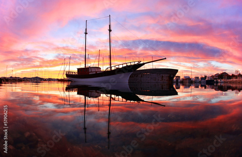 Fotoroleta żeglarstwo łódź chorwacja sundown