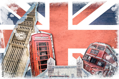 Plakat kolaż londyn anglia
