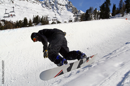 Plakat snowboard narciarz góra sport śnieg