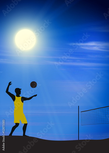 Obraz na płótnie niebo mężczyzna piłka siatkówka
