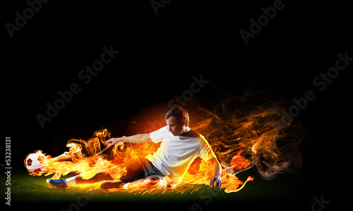 Fototapeta sport mężczyzna piłkarz niebo piłka