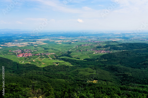Fotoroleta panorama francja wioska pole góra