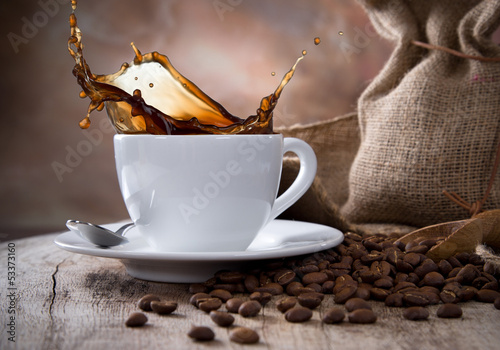 Plakat cappucino expresso filiżanka kawa kawiarnia