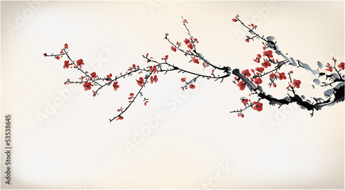 Naklejka japoński kwitnący obraz azjatycki