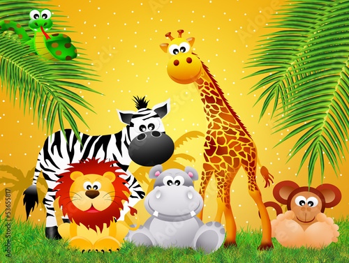 Obraz na płótnie Zebra i przyjaciele
