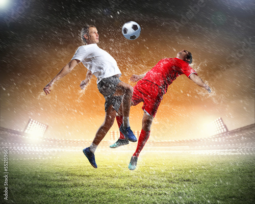 Plakat mężczyzna piłka piłkarz sport niebo