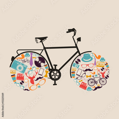 Naklejka retro rower vintage moda