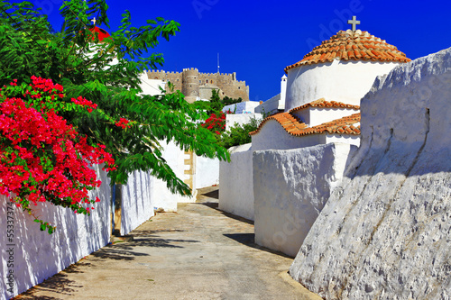 Obraz na płótnie Widok kościołów na wyspie Patmos
