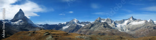 Plakat panorama lato matterhorn szwajcaria alpy