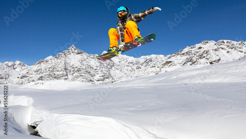Plakat spokojny niebo snowboard