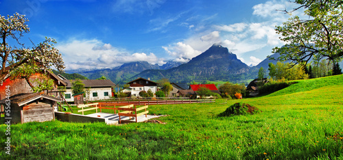Plakat natura szwajcaria błękitne niebo niebo