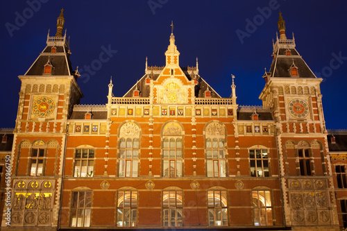 Obraz na płótnie amsterdam noc architektura holandia widok