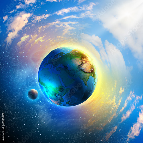 Plakat świat niebo kosmos widok planeta