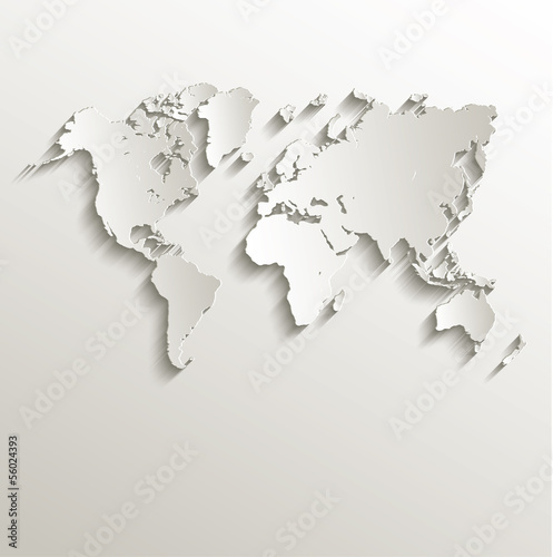 Naklejka mapa świat 3D kontynent