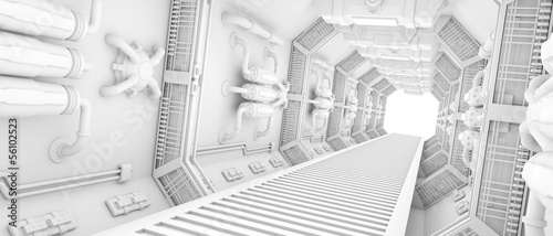 Fototapeta transport statek korytarz 3D tunel
