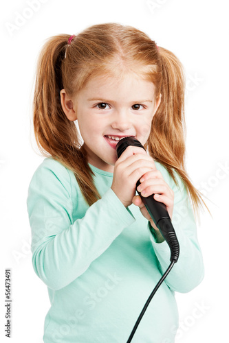 Fototapeta karaoke uśmiech piękny dziewczynka