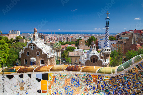 Naklejka barcelona wieża park hiszpania