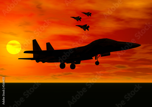 Fotoroleta wojskowy odrzutowiec słońce samolot