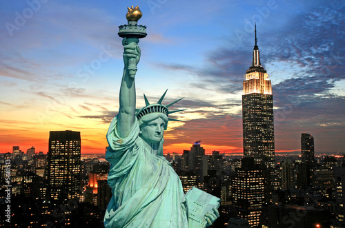 Fototapeta Statua Wolności i panorama Nowego Jorku