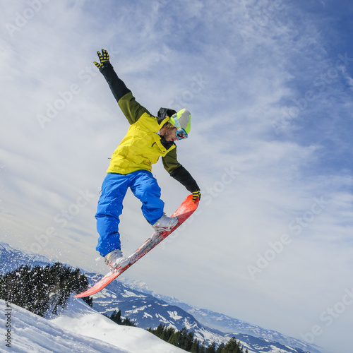 Plakat lekkoatletka sportowy snowboard ruch panorama