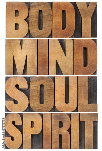 Obraz na płótnie Napis: Ciało, umysł, dusza, duch