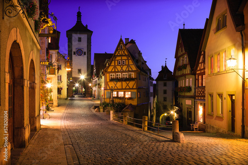 Obraz na płótnie Starówka niemieckiego miasteczka nocą