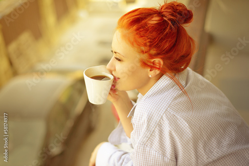Obraz na płótnie kawiarnia świeży filiżanka portret