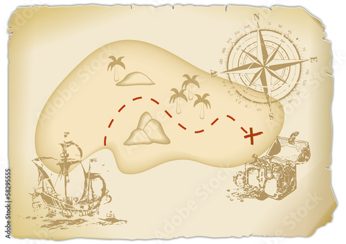 Fotoroleta morze wyspa kompas