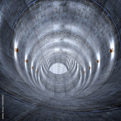 Naklejka tunel architektura 3D przemysłowy grunge
