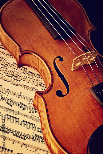 Plakat kompozycja skrzypce muzyka