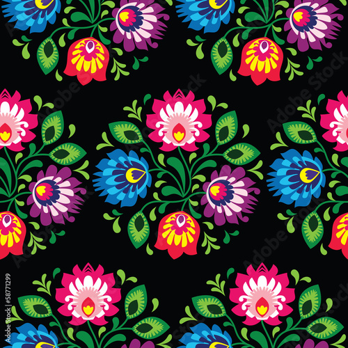 Fotoroleta Seamless traditional floral polish pattern- ethnic background