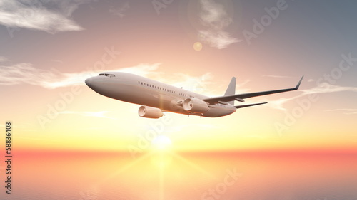 Fotoroleta airliner słońce odrzutowiec niebo transport