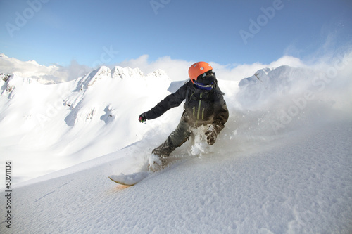 Naklejka zabawa narciarz narty śnieg
