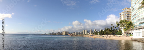 Plakat morze plaża hawaje krajobraz honolulu