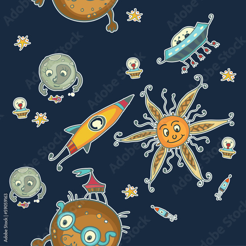 Plakat wzór planeta kreskówka księżyc saturn