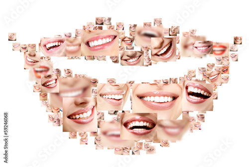 Plakat kobieta makijaż uśmiech szminka zdrowy