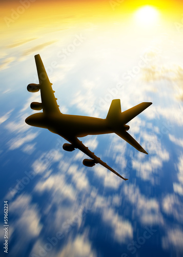 Fotoroleta słońce niebo maszyna airliner piękny
