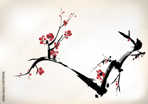 Plakat ogród natura piękny chiny wiśnia