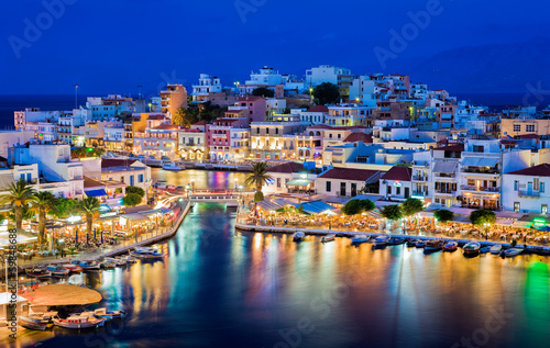 Plakat grecja zmierzch widok noc