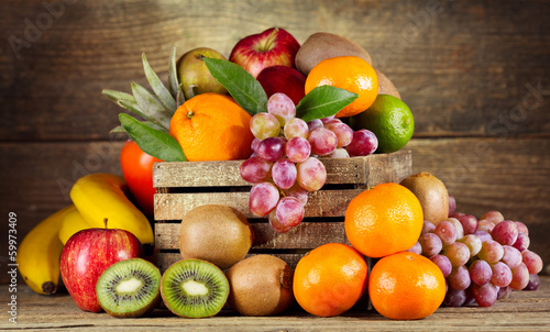 Plakat owoc witamina świeży tropikalny
