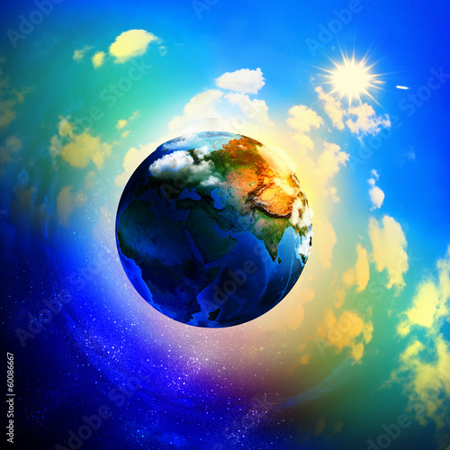 Plakat glob natura księżyc