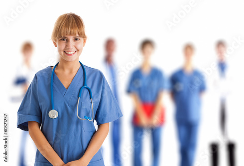 Fotoroleta kobieta mężczyzna uśmiech wesoły pielęgniarka