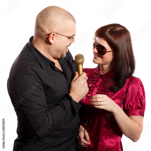 Fototapeta śpiew dziewczynka para karaoke