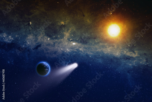 Plakat kometa gwiazda kosmos planeta
